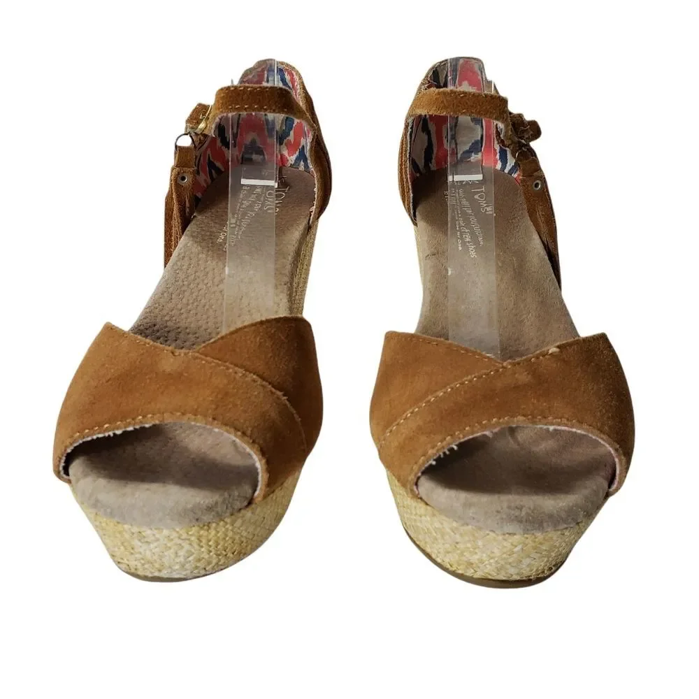 1 Day SALE Tom's Suede platform wedge tassel ankle strap - Picture 4 of 11